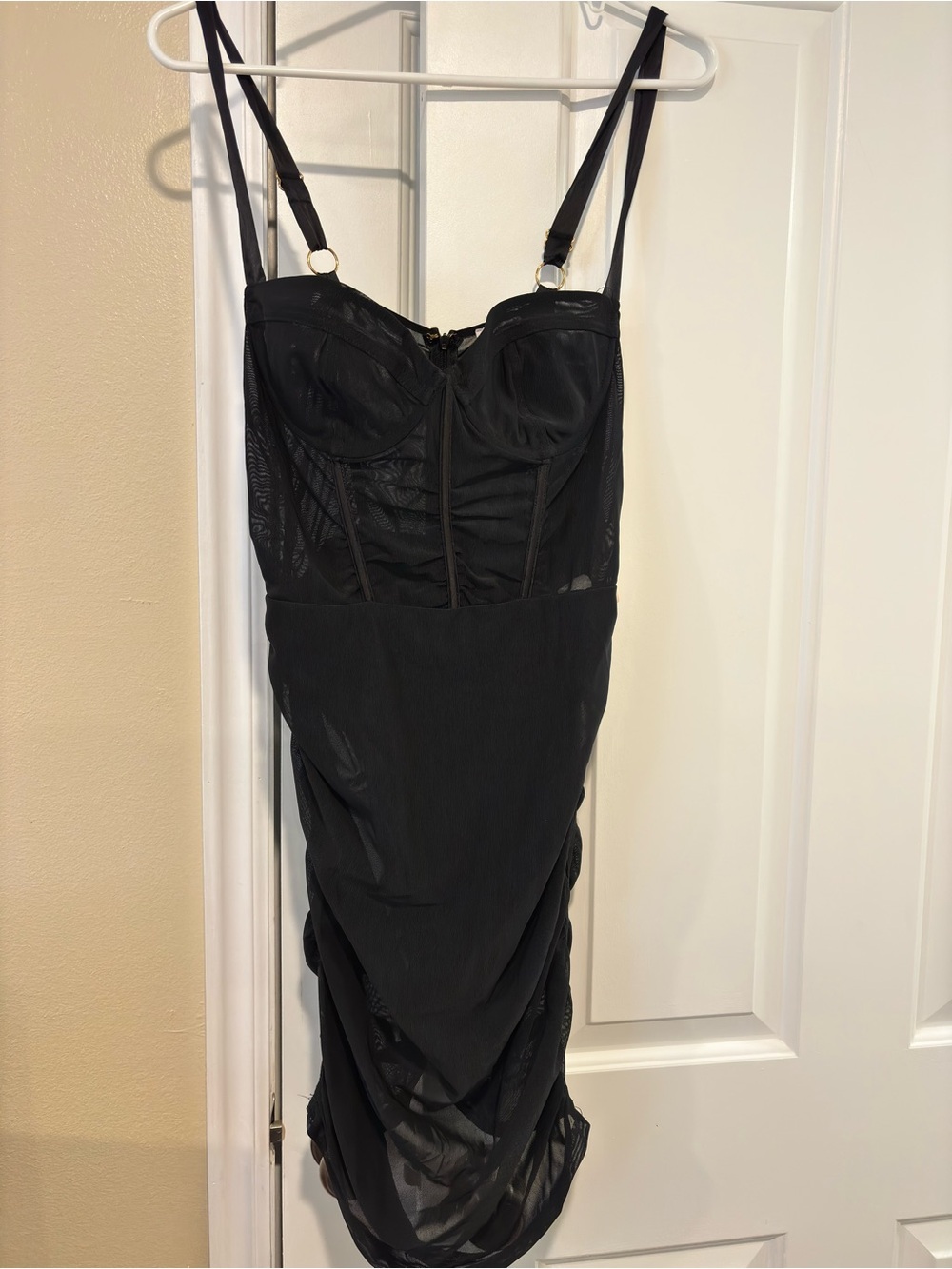 Oh Polly Black Sheer Bustier Slip Dress